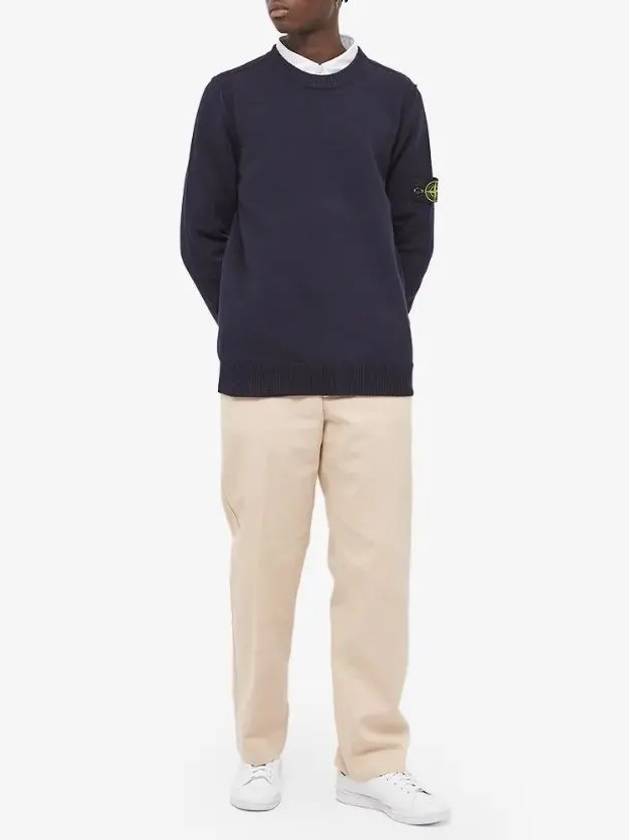 Wappen Patch Crew Neck Wool Knit Top Navy - STONE ISLAND - BALAAN 5