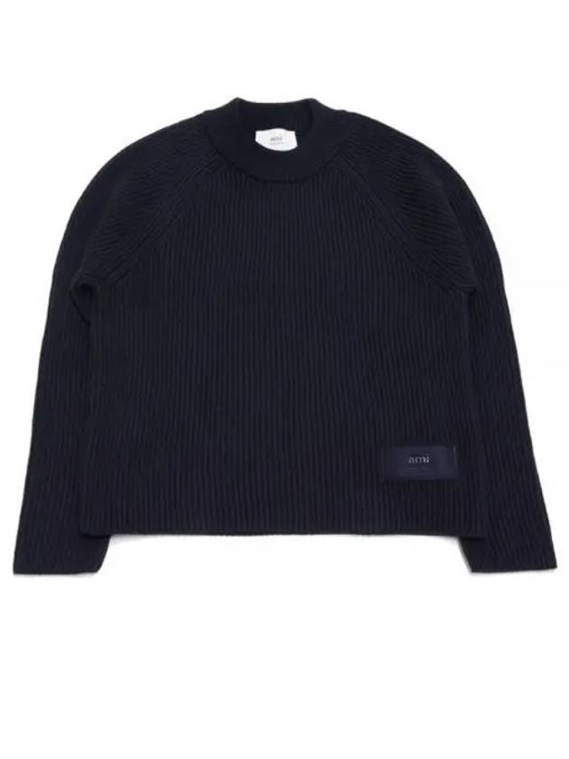 Logo Patch Label Knit Top Navy - AMI - BALAAN 2