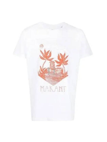 Men's Zafferh Printed Cotton Short Sleeve T-Shirt White - ISABEL MARANT - BALAAN 2