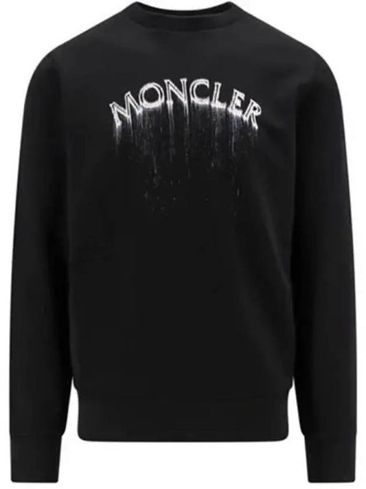 8G00004 809KR 999 Arm Logo Patch Lettering Round Sweatshirt Black Men s TJ 271573 - MONCLER - BALAAN 1