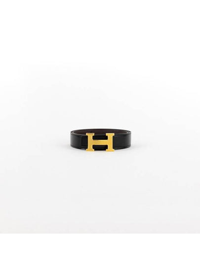 H Buckle 32MM Reversible Leather Belt Chocolate Black - HERMES - BALAAN 2