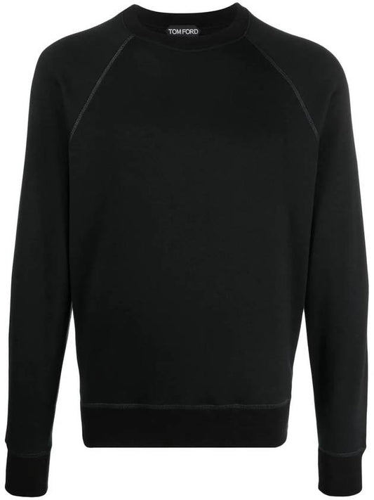 Men's Soft Cotton Crew Sweatshirt Black - TOM FORD - BALAAN 1