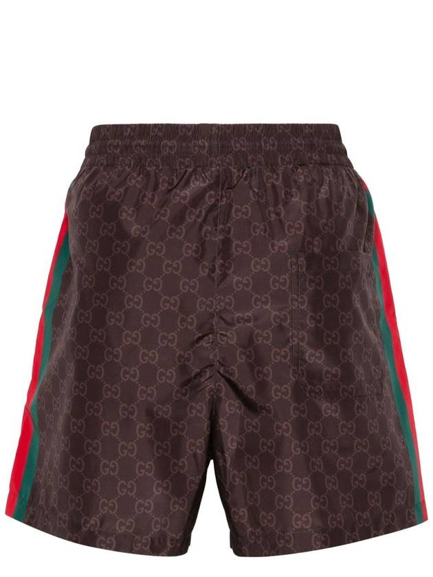 Web GG Nylon Swim Shorts Brown - GUCCI - BALAAN 3