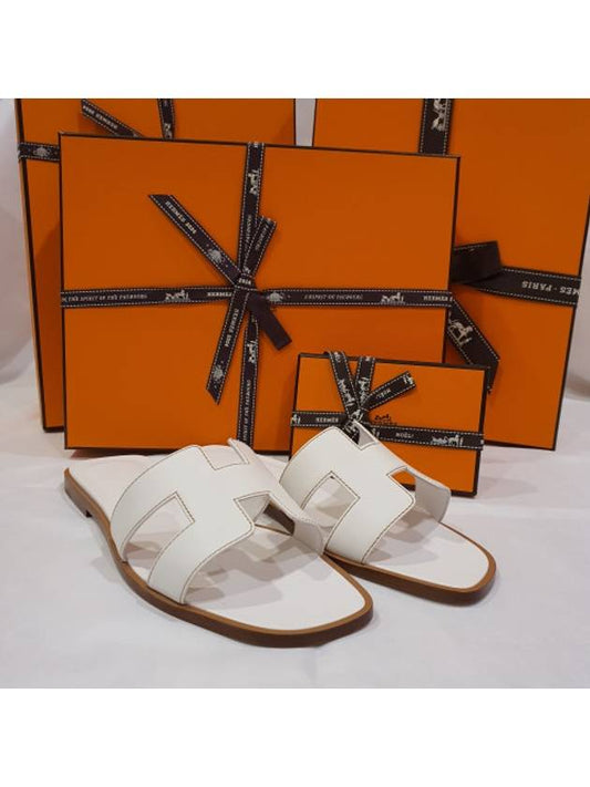 Oran Calfskin Slippers Blanc - HERMES - BALAAN 2