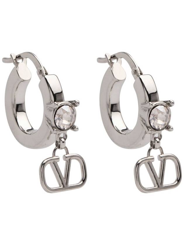 V Logo Earrings Silver - VALENTINO - BALAAN 2