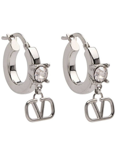 V Logo Earrings Silver - VALENTINO - BALAAN 2