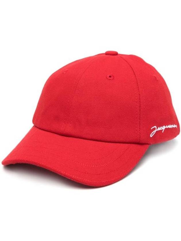 La Caskette Embroidered Logo Cotton Ball Cap Red - JACQUEMUS - BALAAN 1