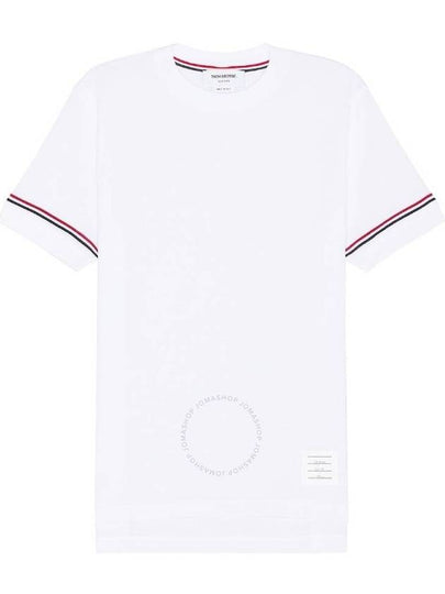 Striped Detail Crew Neck Cotton Short Sleeve T-Shirt White - THOM BROWNE - BALAAN 2