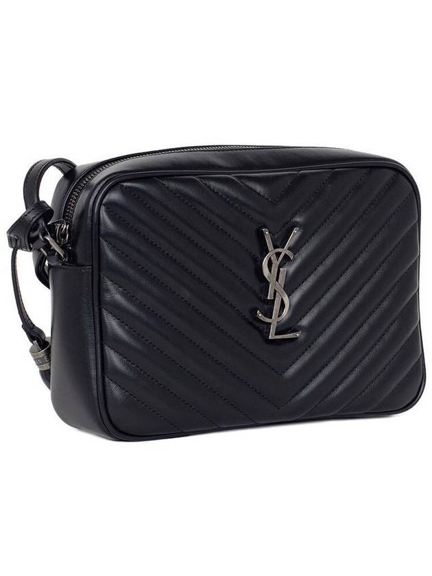 Silver Qualted Leather Lou Camera Shoulder Bag Black - SAINT LAURENT - BALAAN 3