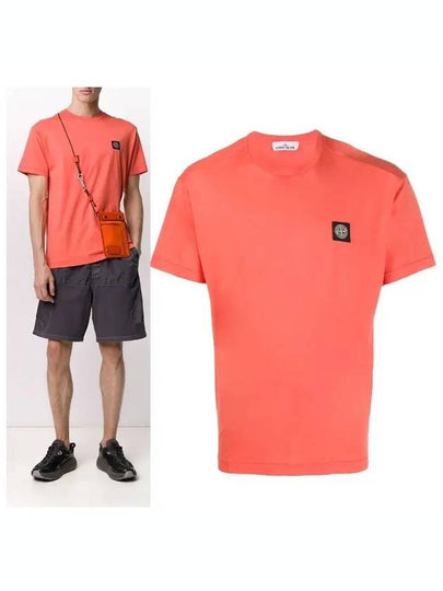 Logo Patch Short Sleeve T-Shirt Orange - STONE ISLAND - BALAAN 2