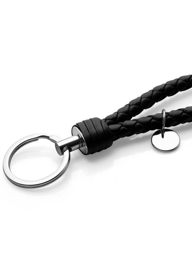 Intrecciato Leather Key Holder Black - BOTTEGA VENETA - BALAAN 4