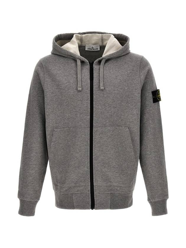 Compass Badge Zip Up Hoodie Grey - STONE ISLAND - BALAAN 1