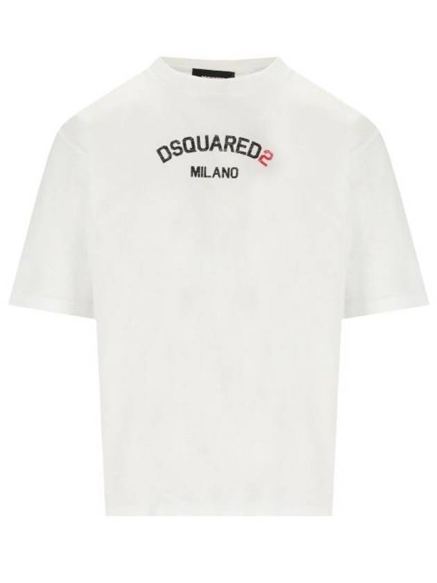 Logo Print Short Sleeve T Shirt White - DSQUARED2 - BALAAN 2