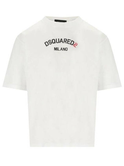 Logo Print Short Sleeve T Shirt White - DSQUARED2 - BALAAN 2