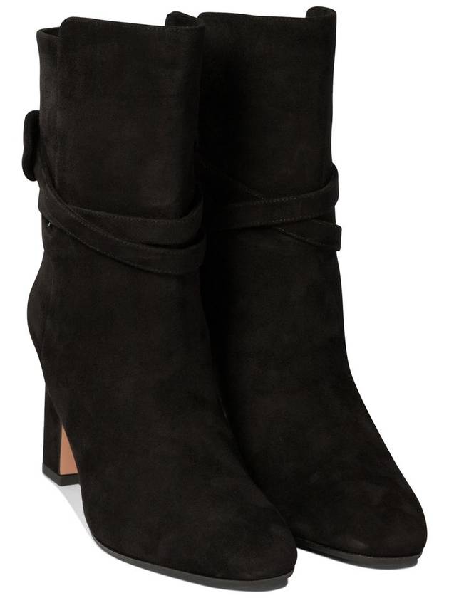 Aquazzura Very Bow Tie Suede Ankle Boots - AQUAZZURA - BALAAN 5