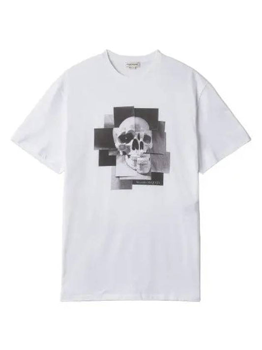 Skull Print T Shirt White Short Sleeve Tee - ALEXANDER MCQUEEN - BALAAN 1