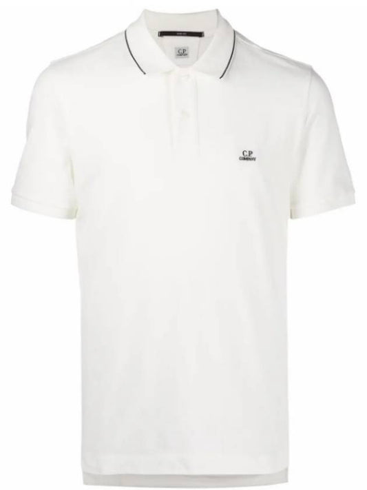 Men's Logo Short Sleeve Polo Shirt White - CP COMPANY - BALAAN 2