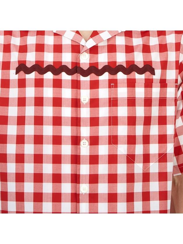 Check Short Sleeve Shirt Red - PRADA - BALAAN 11