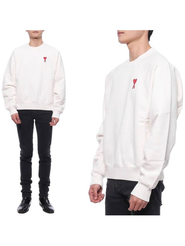 Heart Logo Cotton Sweatshirt White - AMI - BALAAN 3