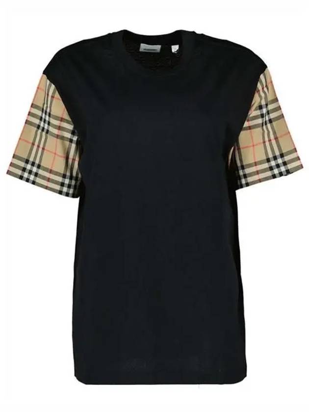 Vintage Check Sleeve Cotton Oversized T-shirt Black - BURBERRY - BALAAN 2