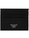 Silver Eagle Logo Card Wallet Black - EMPORIO ARMANI - BALAAN 1