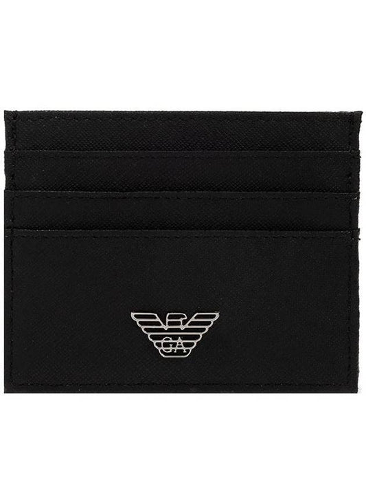 Silver Eagle Logo Card Wallet Black - EMPORIO ARMANI - BALAAN.