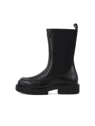 Women s Logo Pull Tab Chunky Sole Boots Black 271687 - ARMANI EXCHANGE - BALAAN 1