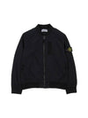 Kids Garment Dyed Cotton Nylon Bomber Jacket Black - STONE ISLAND - BALAAN 1