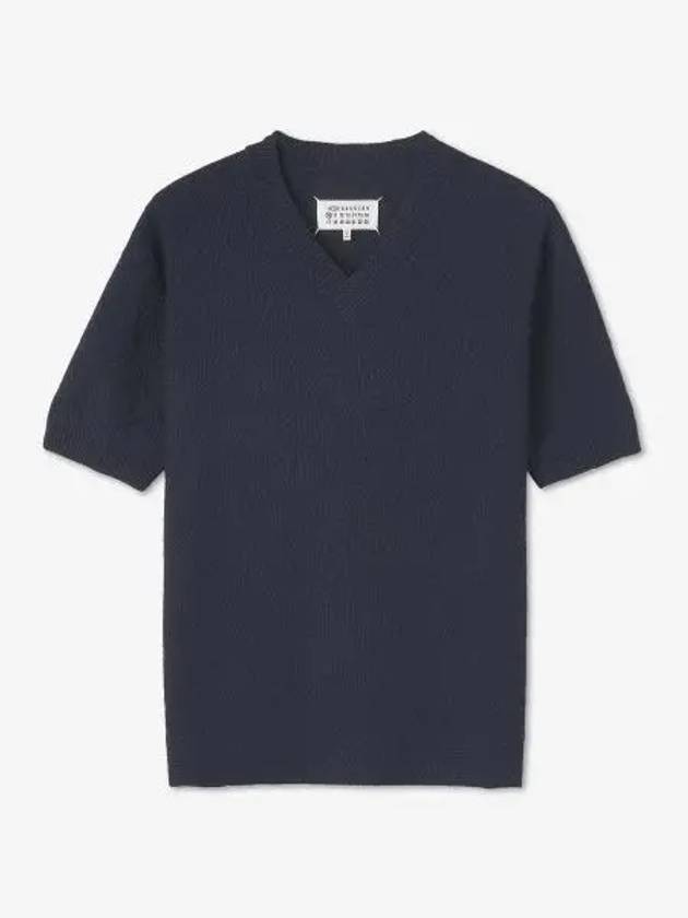 V-Neck Knit Top Navy - MAISON MARGIELA - BALAAN 2