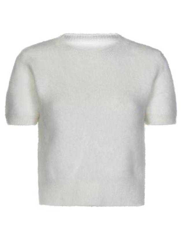 Crop Brushed Alpaca Knit Top White - MAISON MARGIELA - BALAAN 1