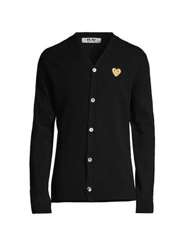 Gold Heart Wool Cardigan Black 050 - COMME DES GARCONS PLAY - BALAAN 1