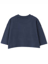 Logo Cotton Crop Short Sleeve T-Shirt Navy - MARNI - BALAAN 3