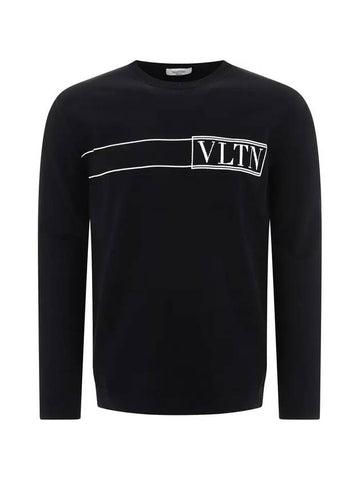 Men's VLTN Logo Intarsia Knit Top Black - VALENTINO - BALAAN 1