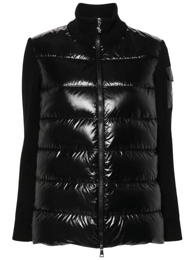 Padded Wool Cardigan Black - MONCLER - BALAAN 3