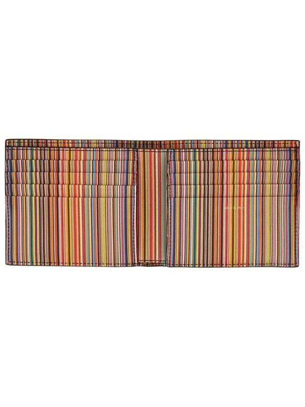 Men's Logo Signature Stripe Leather Half Wallet Black - PAUL SMITH - BALAAN 7