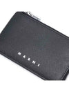 Engraved Logo Zippered Leather Card Wallet Black - MARNI - BALAAN 4