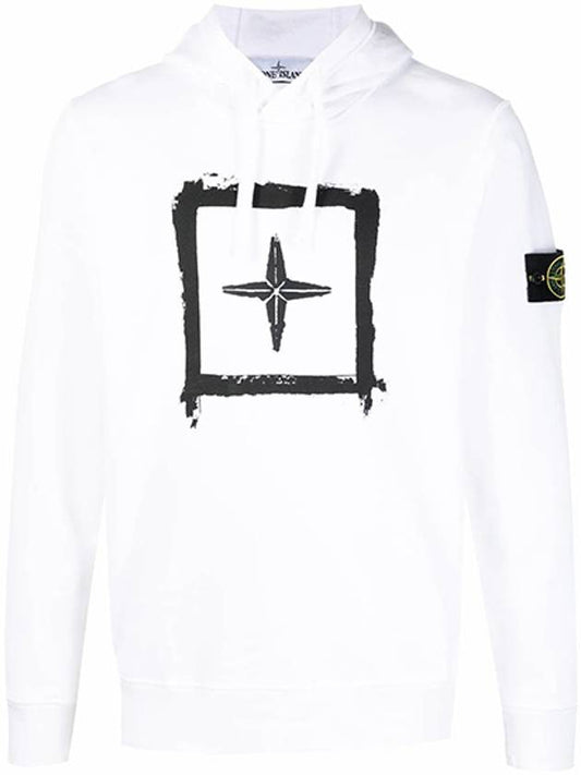 Men's Wappen Patch Box Logo Hoodie White - STONE ISLAND - BALAAN 2