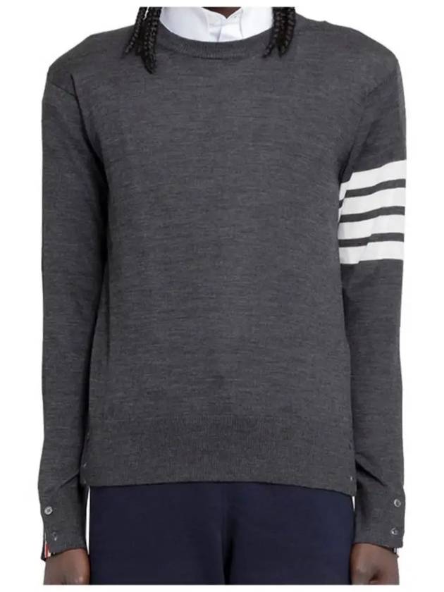 4 Bar Armband Classic Merino Wool Knit Top Dark Grey - THOM BROWNE - BALAAN 2