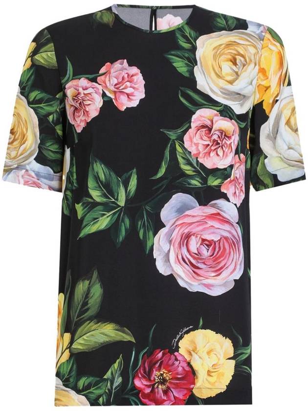 Dolce & Gabbana Peony And Rose Print Silk Charmeuse Blouse Clothing - DOLCE&GABBANA - BALAAN 1