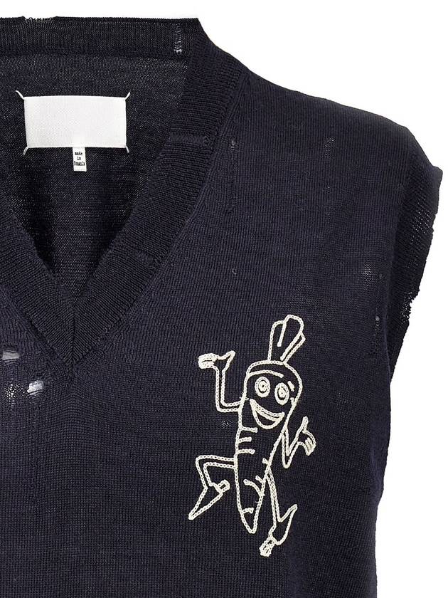 Embroidered Wool Vest Black - MAISON MARGIELA - BALAAN 4