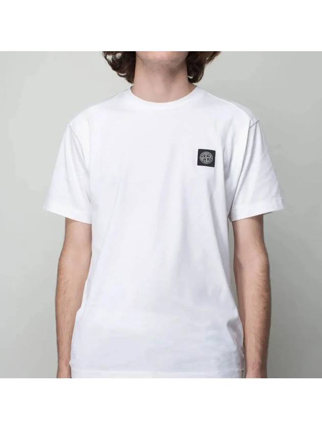 Logo Patch Cotton Short Sleeve T-Shirt White - STONE ISLAND - BALAAN 3