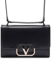 V Logo Plaque Foldover Shoulder Bag Black - VALENTINO - BALAAN 3