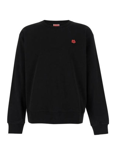 Boke Flower Embroidery Crew Neck Cotton Sweatshirt Black - KENZO - BALAAN 1