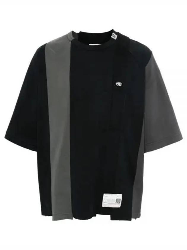 A12TS621 BLACK Vertical Switching Logo Patch T Shirt - MIHARA YASUHIRO - BALAAN 1