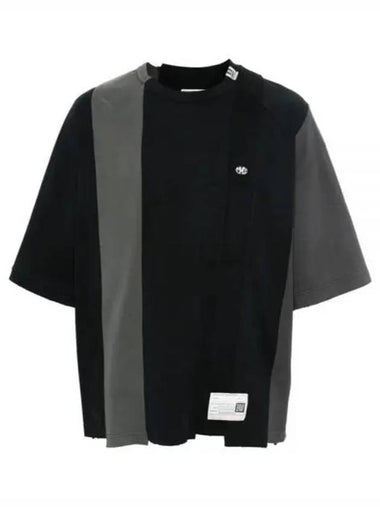 24 A12TS621 BLACK Vertical Switching Logo Patch T Shirt - MIHARA YASUHIRO - BALAAN 1