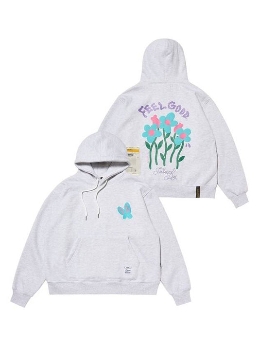 FLOWER OVERSIZED HOODIE WHITE MELANGE - STIGMA - BALAAN 1