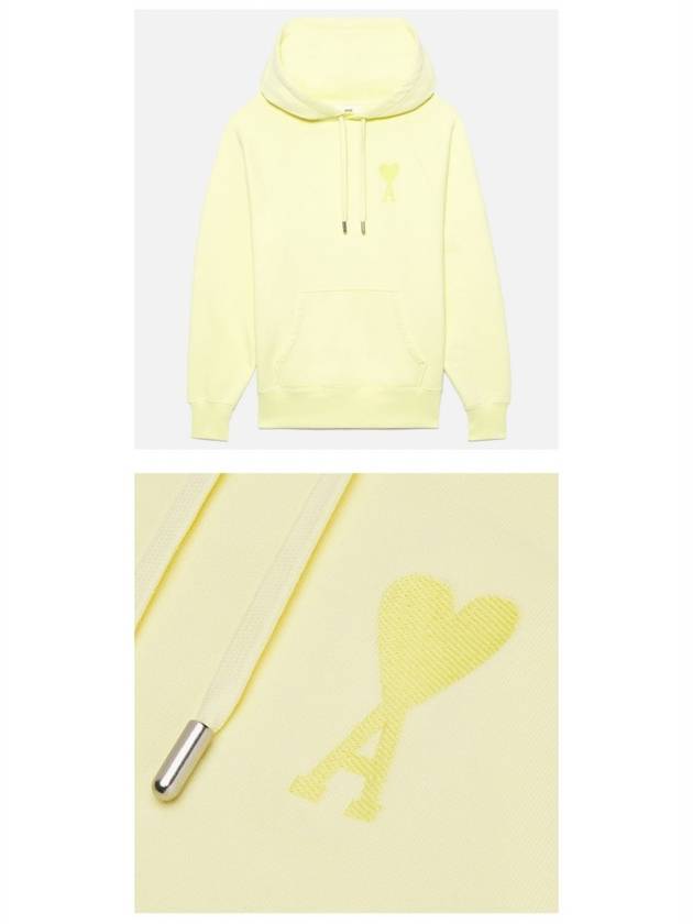 Heart Logo Cotton Hoodie Yellow - AMI - BALAAN 5