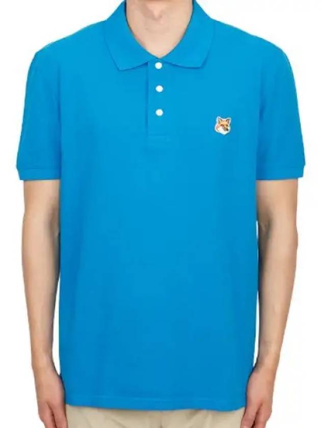 Fox Head Patch Cotton Polo Shirt Blue - MAISON KITSUNE - BALAAN 2