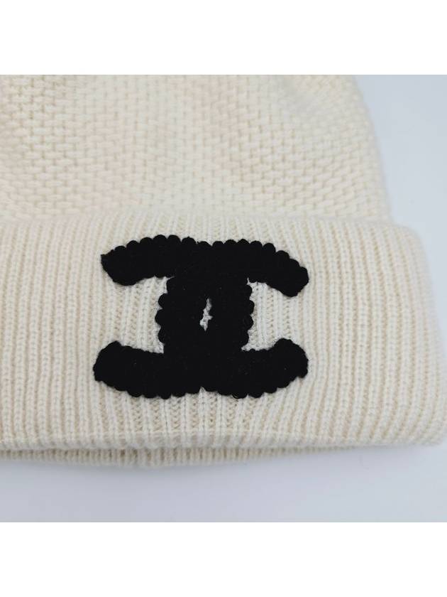 Women s Beanie White Cashmere Black CC Logo AAA398 - CHANEL - BALAAN 3