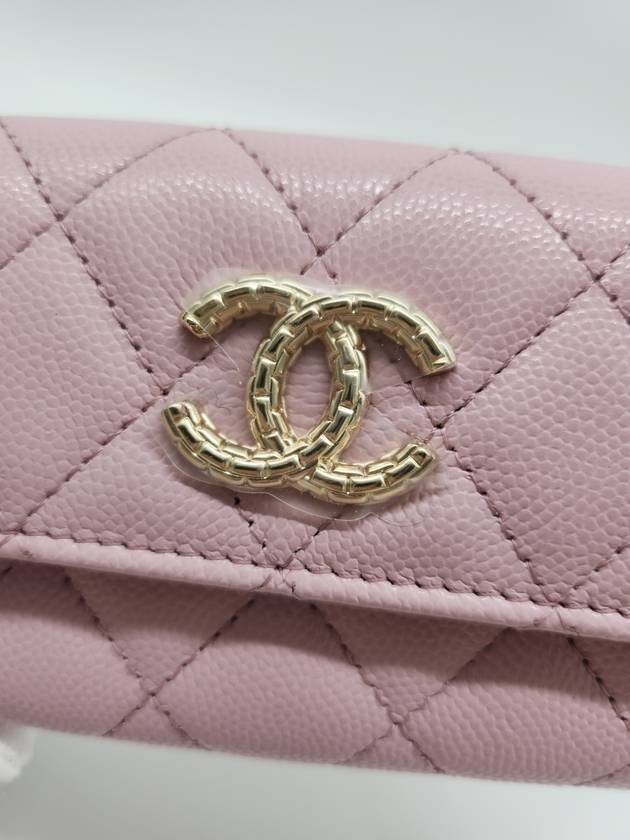 Season CC logo snap zipper card wallet caviar pink AP4093 - CHANEL - BALAAN 5